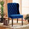 Baxton Studio Lamont Modern Transitional Navy Blue Velvet and Dark Brown Finished Wood Wingback Dining Chair 176-10963-Zoro - alternate 6